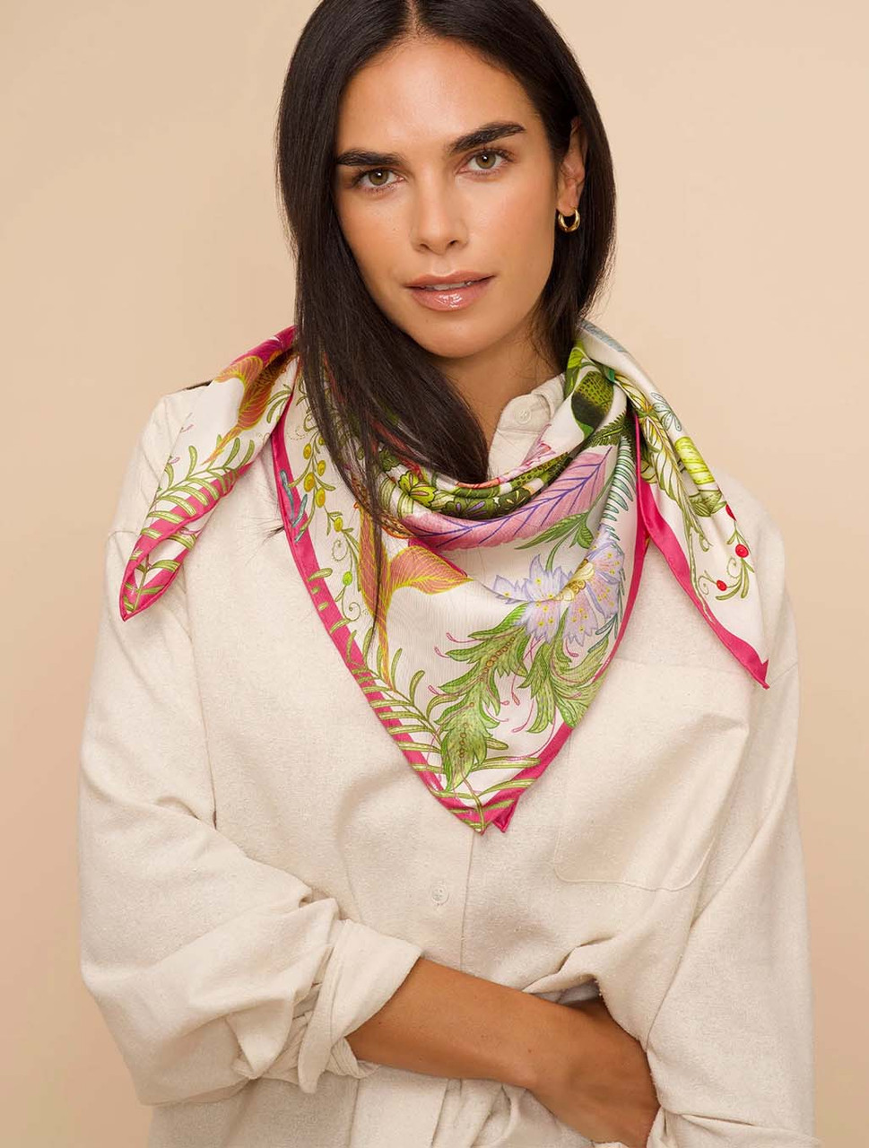 【eL×ONE】Flower Large Scarf Buy FEATHERY FLOWER SILK SCARF | Johnny Was
